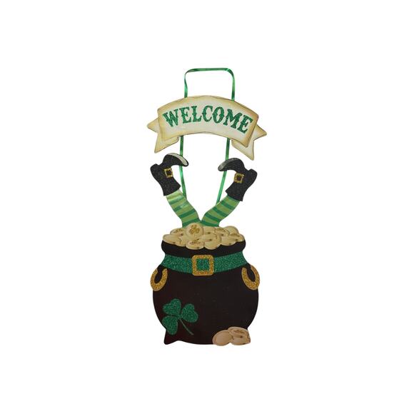 Saint Patrick’s Day Pot of Gold Sign Ribbon Bundle Set, DIY Wreath Making Kit - Picture 2 of 2